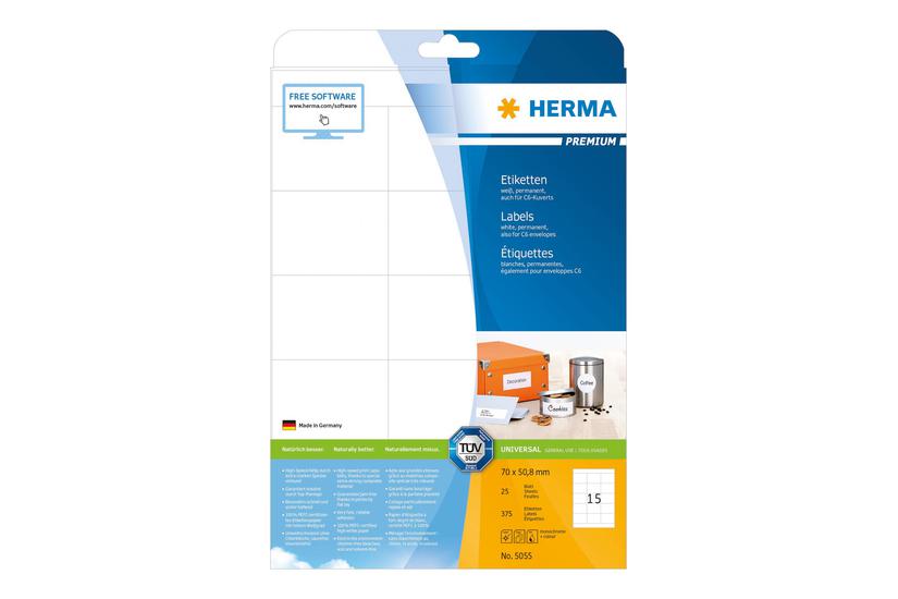 Herma Premium Laminerede Etiketter Mat 375 Etikette 70 50 Mm