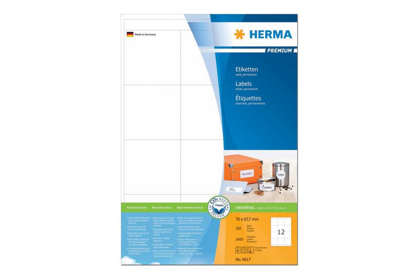 Herma Premium Laminerede Etiketter Mat 2400 Etikette 70 67 Mm