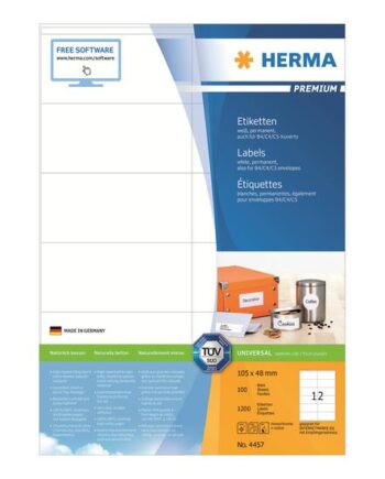 Herma Premium Laminerede Etiketter Mat 1200 Etikette    105   48 Mm