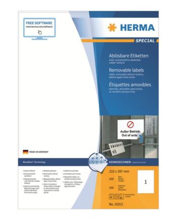 Herma Special Etiketter Mat 100 Etikette    A4