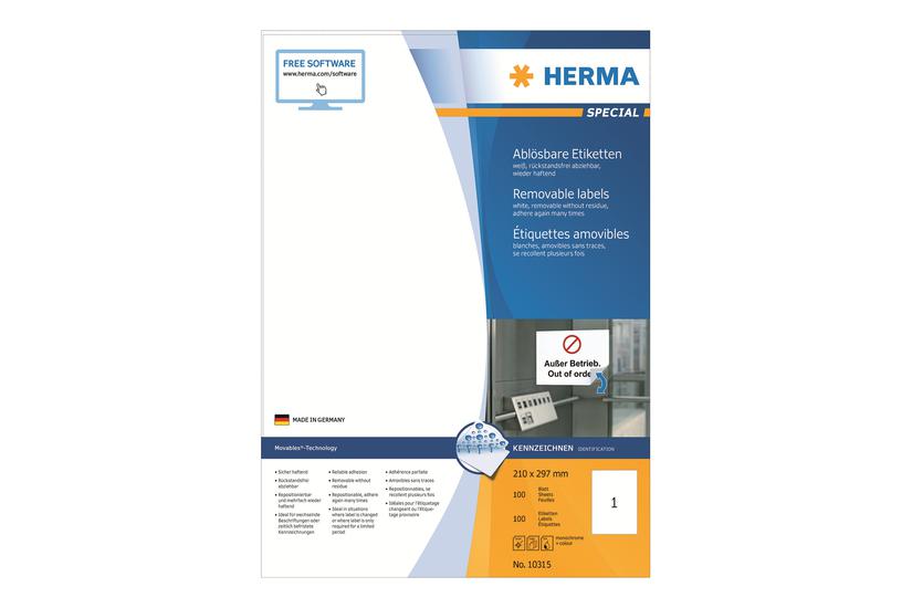 Herma Special Etiketter Mat 100 Etikette A4