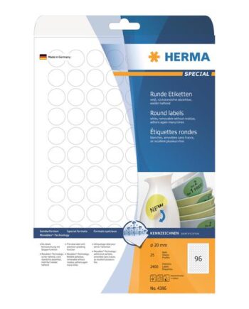 Herma Special Etiketter Mat 2400 Etikette    20 Mm Rund