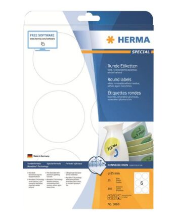 Herma Special Etiketter Mat 150 Etikette    85 Mm Rund
