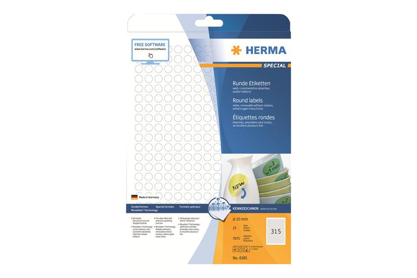 Herma Special Etiketter Mat 7875 Etikette 10 Mm Rund