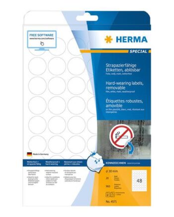 Herma Special Filmmærkater Mat 960 Etikette    30 Mm Rund