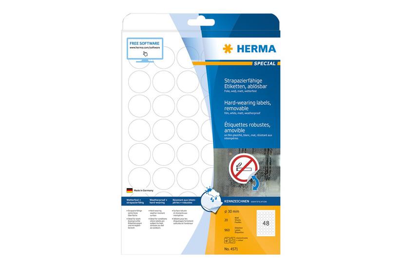 Herma Special Filmmærkater Mat 960 Etikette 30 Mm Rund