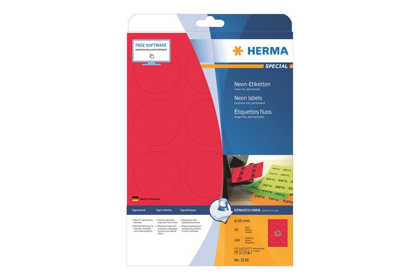 Herma Special Fluorescens-etiketter Mat 240 Etikette 60 Mm Rund