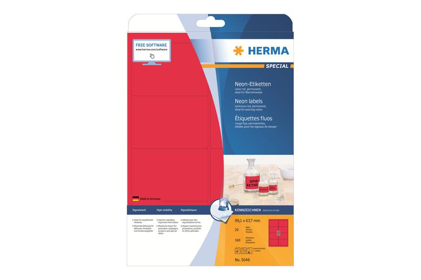 Herma Special Fluorescens-etiketter Mat 160 Etikette 99 67 Mm