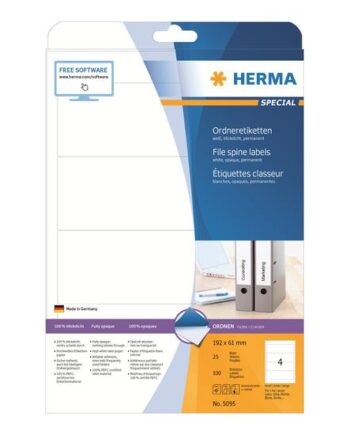 Herma Special Uigennemsigtige Mappemærkater Mat 100 Etikette    192   61 Mm