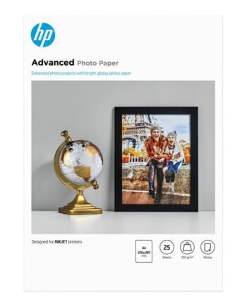 Hp Advanced Glossy Photo Paper Fotopapir Skinnende 25 Ark A4 250