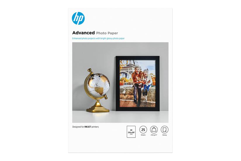 Hp Advanced Glossy Photo Paper Fotopapir Skinnende 25 Ark A4 250