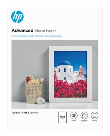 Hp Advanced Glossy Photo Paper Fotopapir Skinnende 25 Ark 130   180 Mm