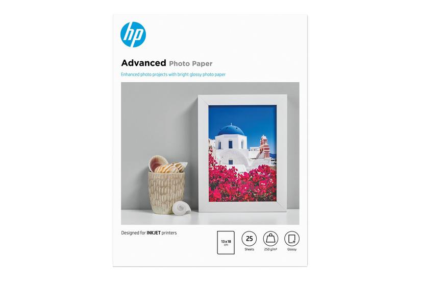 Hp Advanced Glossy Photo Paper Fotopapir Skinnende 25 Ark 130 180 Mm
