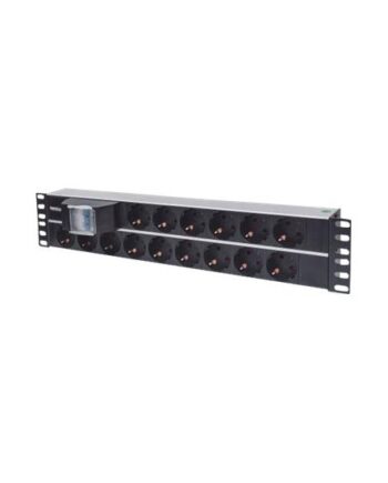 Intellinet 19  2u Rackmount 15-way Power Strip German Type  With Double Air Switch  3m Power Cord Stikdåse
