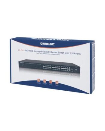 Intellinet 24-port Gigabit Ethernet Poe  Web-managed Switch With   Sfp Ports  24   Poe Ports  Ieee 802 3at Af Power Over Ethernet  Poe Poe      Sfp  Endspan  19  Rackmount Switch 24 Porte Administreret Monterbar På Stativ