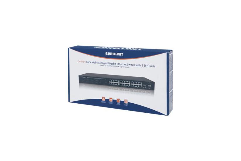 Intellinet 24-port Gigabit Ethernet Poe Web-managed Switch With Sfp Ports 24 Poe Ports Ieee 802 3at Af Power Over Ethernet Poe Poe Sfp Endspan 19 Rackmount Switch 24 Porte Administreret Monterbar På Stativ