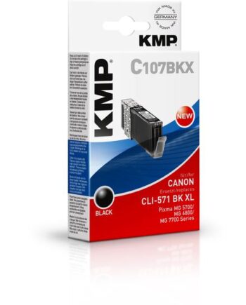 Kmp C107bkx Højtydende Sort Kompatibel Blækpatron  Alternativ Til: Canon 0331c001  Canon Cli-571bk
