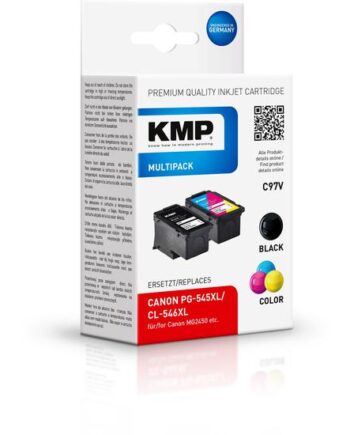 Kmp Multipack C97v   Pakker Højtydende Sort  Farve  Cyan  Magenta  Gul  Kompatibel Blækpatron  Alternativ Til: Canon 8286b001  Canon 8288b001  Canon Cl-546   Canon Pg-545