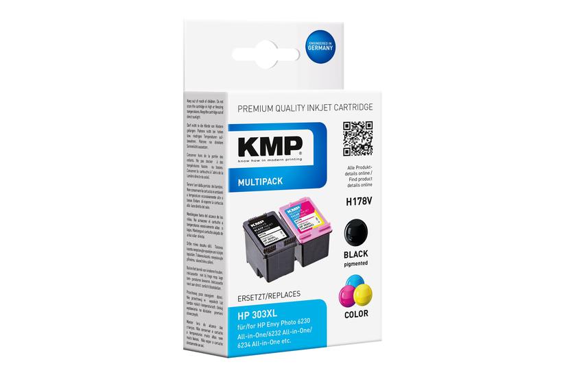 Kmp Multipack H178v Pakker Sort Farve Cyan Magenta Gul Kompatibel Blækpatron Alternativ Til: Hp 303 Hp T6n03ae Hp T6n04ae