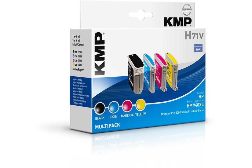 Kmp Multipack H71v Pakker Sort Gul Cyan Magenta Kompatibel Blækpatron Alternativ Til: Hp 940 Hp C4906ae Hp C4907ae Hp C4908ae Hp C4909ae