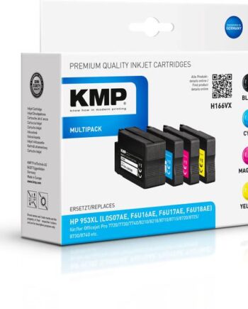 Kmp Multipack H166vx   Pakker Højtydende Sort  Gul  Cyan  Magenta Kompatibel Blækpatron  Alternativ Til: Hp F6u16ae  Hp F6u17ae  Hp F6u18ae  Hp L0s70ae