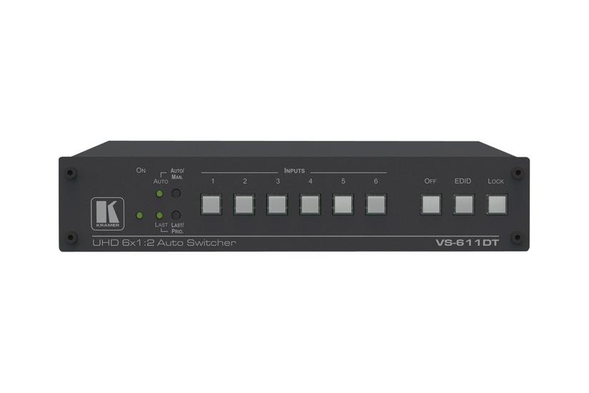Kramer Vs-611dt 6x1: 4k60 : : Hdmi Hdbaset Extended Reach Poe Auto Switcher Video- Audioswitch Administreret Monterbar På Stativ