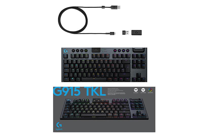 Logitech G915 Tkl Tenkeyless Lightspeed Wireless Rgb Mechanical Gaming Keyboard Tastatur Nordisk Kulsort Indgangsudstyr
