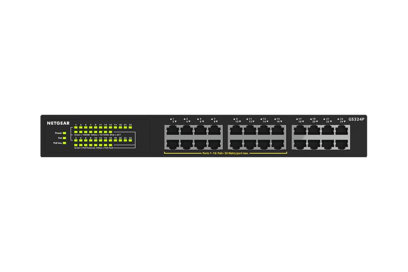 Netgear Gs324p Switch 24 Porte Ikke Administreret Monterbar På Stativ