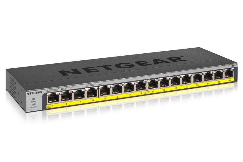 Netgear Gs116pp Switch 16 Porte Ikke Administreret Monterbar På Stativ