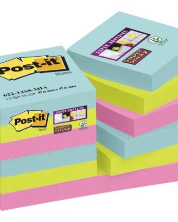 Post-it Super Sticky Miami Noter 47     47   Mm 1080 Ark  12   90