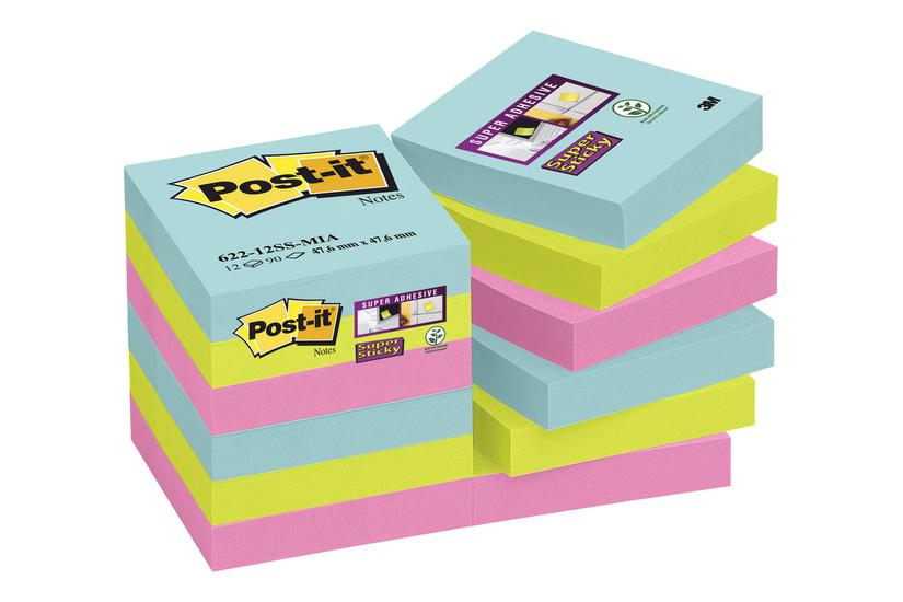 Post-it Super Sticky Miami Noter 47 47 Mm 1080 Ark 12 90