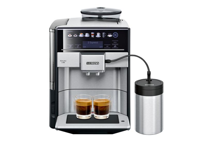 Siemens Eq Plus S700 Te657m03de Automatisk Kaffemaskine Med Mælkeskummer 19 Bar Rustfrit Stål Sort