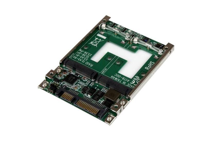 Startech Com Dual Msata Ssd To Sata Raid Adapter Converter 2x Msata Ssd To 5in Sata Adapter With Raid And 7mm Open Frame Housing 25sat22msat Lagringskontrol Msata Sata 6gb