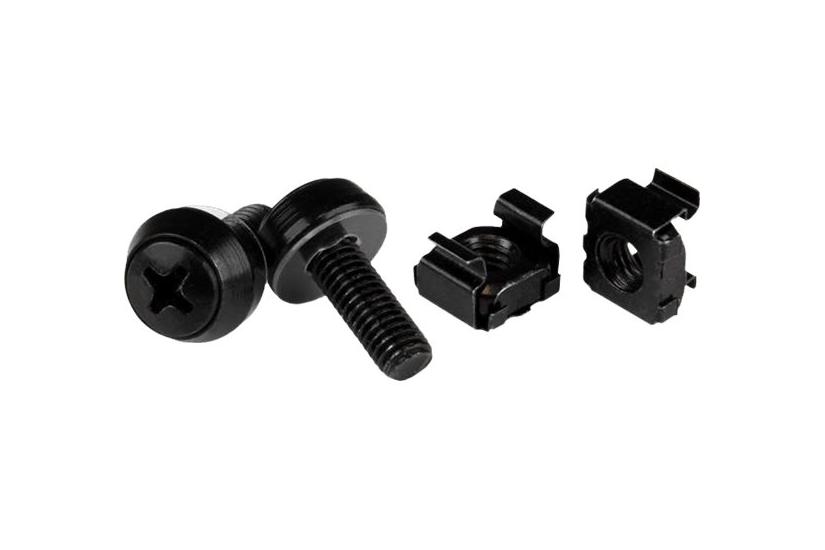 Startech Com M6 Cage Nuts And Screws 50 Pack 12mm Rack Screws And Cage Nuts Black Cabscrewm6b Skruer Og Møtrikker For Rack