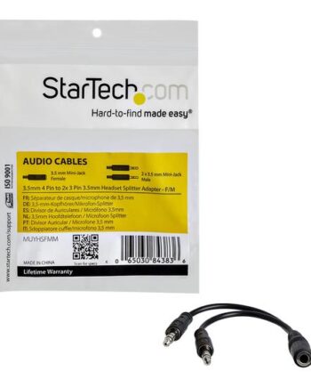 Startech Com   5mm   Position To 2x   Position   5mm Headset Splitter Adapter       5mm Headset Adapter Cable  Muyhsfmm  Splitter Til Hovedsæt