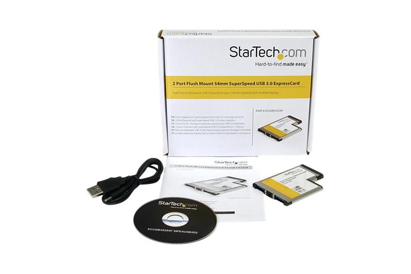 Startech Com Port Flush Mount Expresscard 54mm Superspeed Usb Card Adapter With Uasp Dual Port Laptop Expresscard Usb Controller Ecusb3s254f Usb-adapter Expresscard Usb