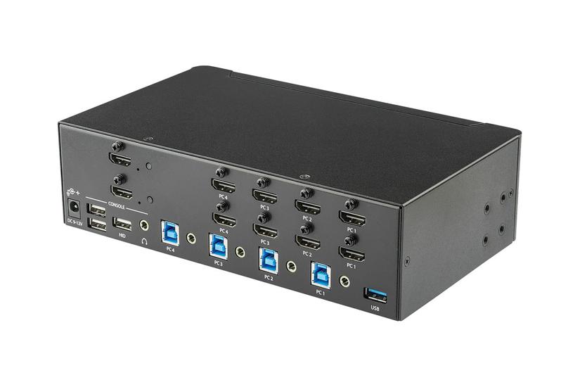 Startech Com Startech Com -port Dual Monitor Hdmi Kvm Switch With Audio Usb Hub 4k 30hz Pc Mac Computer Kvm Switch Box For Hdmi Display Sv431dhd4ku Kvm Audio Usb Switch Porte Monterbar På Stativ
