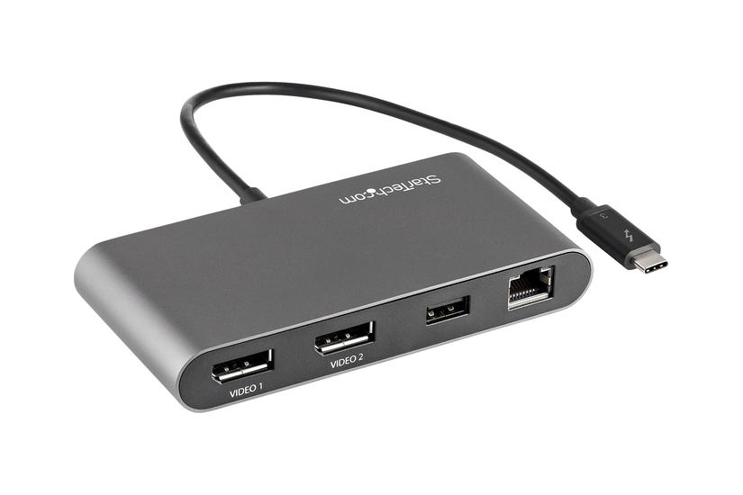 Startech Com Thunderbolt Mini Dock Portable Dual Monitor Dp 4k 60hz 2x Usb- Hub Gbe 28cm Cable Tb3 Multiport Adapter Mac Windows - Upgraded Version Of Tb3dkm2dp Tb3dkmdpl Dockingstation Thunderbolt Dp 1gbe