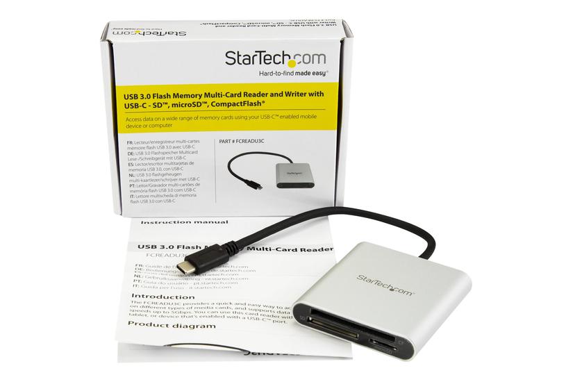 Startech Com Usb Flash Memory Multi-card Reader Writer With Usb- Sd Microsd And Compactflash Card Reader Integrated Usb- Cable Fcreadu3c Kortlæser Usb