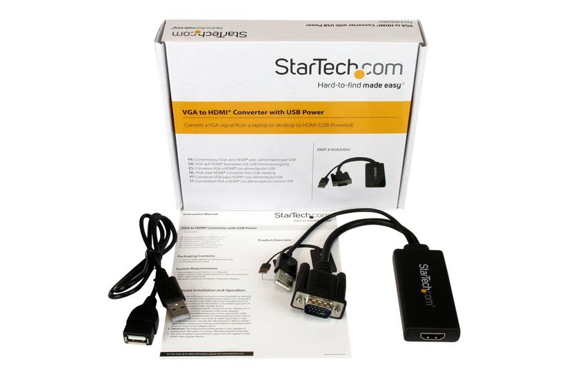 Startech Com Vga To Hdmi Adapter With Usb Audio Power Portable Vga To Hdmi Converter 1080p Adapterkabel Hdmi Vga Audio Usb 26 Cm
