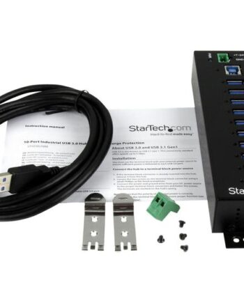 Startech Com 10-port Usb     Hub Metal Industrial Usb-  Hub With Esd   Surge Protection Din Rail  Wall Or Desk Mountable Taa Compliant Usb Expander Hub  St1030usbm  Hub 10 Porte