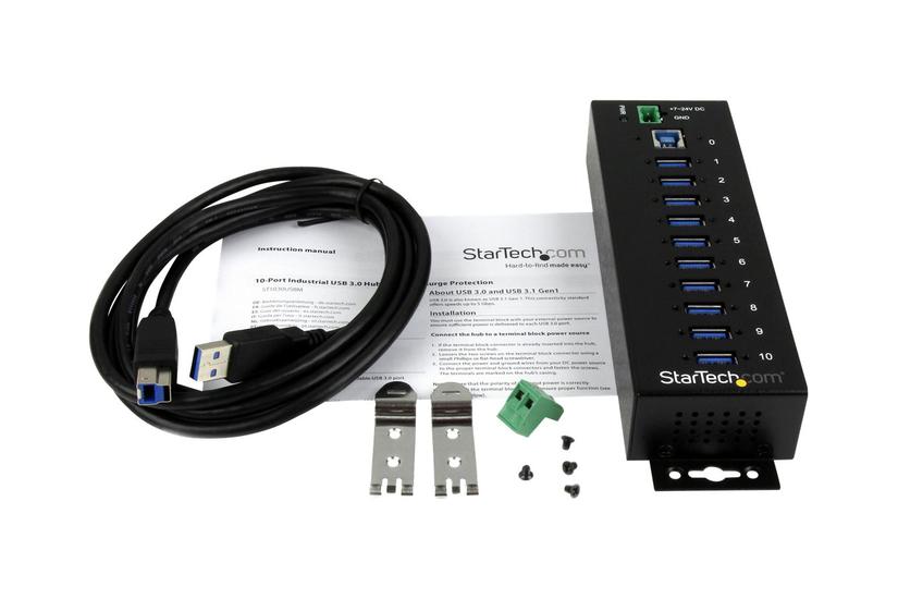 Startech Com 10-port Usb Hub Metal Industrial Usb- Hub With Esd Surge Protection Din Rail Wall Or Desk Mountable Taa Compliant Usb Expander Hub St1030usbm Hub 10 Porte