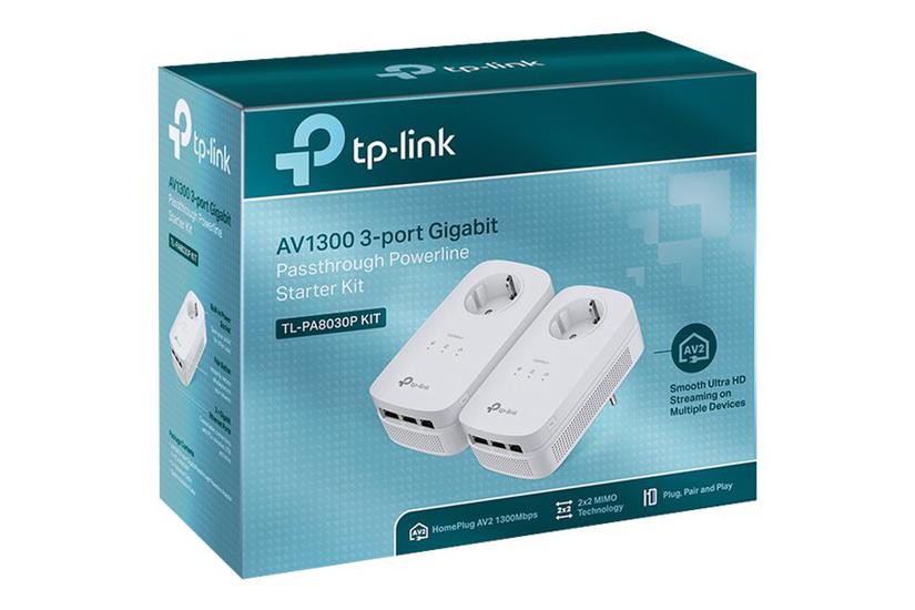 Tp-link Tl-pa8030p Kit Starter Kit Powerline-adapter Kan Sluttes Til Vægstik