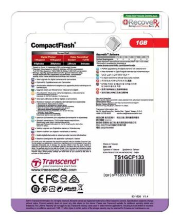 Transcend Flashhukommelseskort   Gb Compactflash