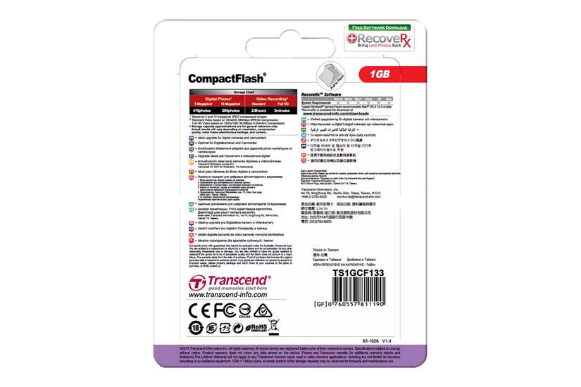 Transcend Flashhukommelseskort Gb Compactflash