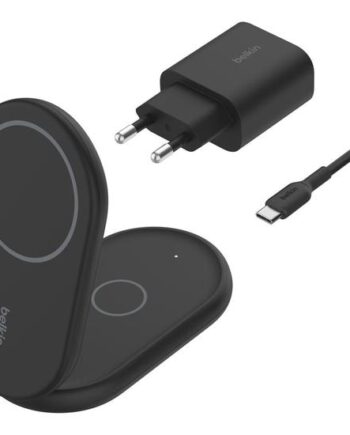 Belkin Boostcharge  -in-  Trådløs Opladningsstander Magnetisk  Foldbar  Med Qi2   Ac-strømadapter 15 Watt