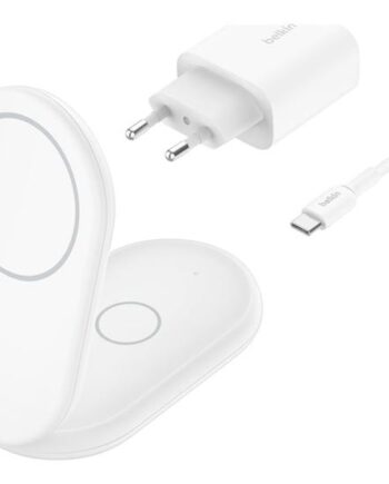Belkin Boostcharge  -in-  Trådløs Opladningsstander Magnetisk  Foldbar  Med Qi2   Ac-strømadapter 15 Watt