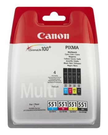 Canon Cli-551       Bk Multipack   Pakker Sort  Cyan  Magenta  Gul Original Blækbeholder