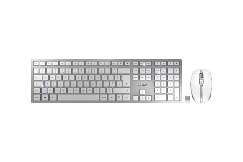 Cherry Dw 9100 Slim Sæt Med Mus Og Tastatur Qwerty Uk Hvid Sølv Indgangsudstyr