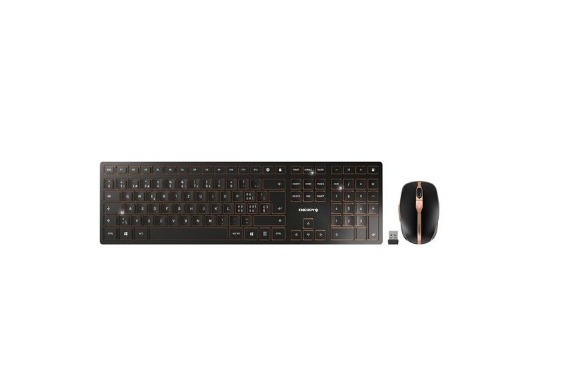 Cherry Dw 9100 Slim Sæt Med Mus Og Tastatur Schweizisk Sort Bronze Indgangsudstyr